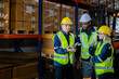 © eakgrungenerd - Group warehouse working logistics. factory industry supervisor manufacture.