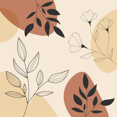 Canvas Print - abstract boho floral natural contemporary wall art wallpaper design