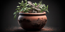 An Earthy Brown Bowl With A Jar Of Plants Rooted In It, Resting On A Canadian Quebec Background - Generative Ai.