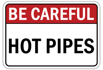 Wall Mural - Hot warning sign and labels hot pipes