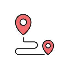 Wall Mural - Point-to-point navigation thin line icon. Color linear symbol. Vector illustration.