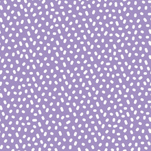 Raster Illustration. White Abstract Irregular Dots On Lilac Background Seamless Repeat Pattern Design.