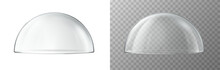 3d Realistic Vector Icon. Glass Dome. Transparent Protective Cover. Snow Globe Or Kitchen Glassware.