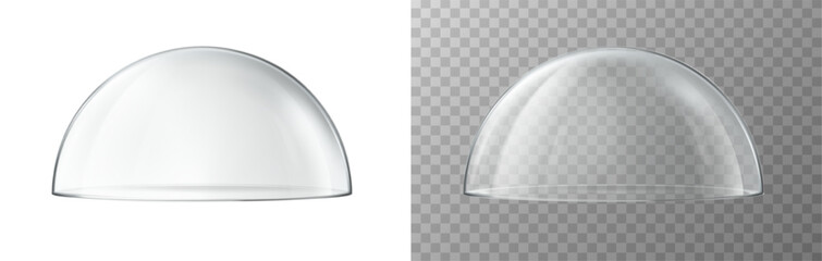 3d realistic vector icon. Glass dome. Transparent protective cover. Snow globe or kitchen glassware.