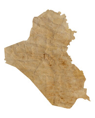 Poster - map of Iraq on old brown grunge paper	