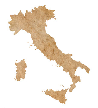 Fototapete - map of Italy on old brown grunge paper	