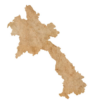 Fototapete - map of Laos on old brown grunge paper	