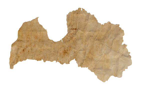 Fototapete - map of Latvia on old brown grunge paper	