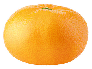 Sticker - Whole flat tangerine or orange citrus fruit isolated on transparent background. Full tangerine with clipping path. Full depth of field.