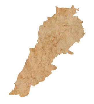 Fototapete - map of Lebanon on old brown grunge paper	