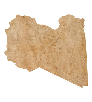 Fototapete - map of Libya on old brown grunge paper	