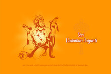 Jai Shri Ram. Happy Hanuman Jayanti. Lord Hanuman Vector Illustration Design Over Orange Background.