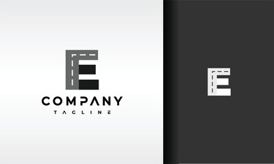 Canvas Print - letter E road logo