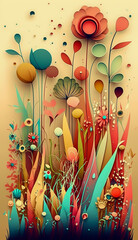 Sticker - Colorful abstract flower illustration, vertical, spring, generative ai