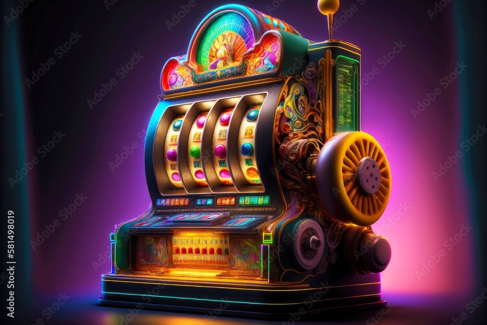 bright working machine for casino slot machine games, created with  generative ai Stock Illustration | Adobe Stock