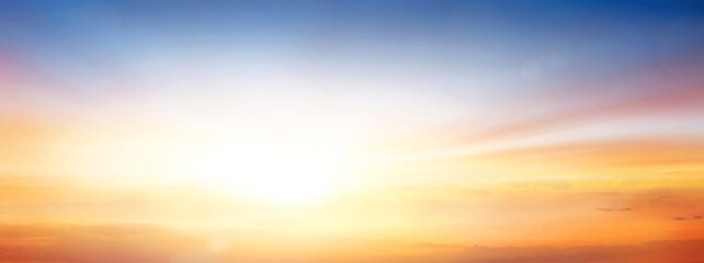 Wall Mural - cloudy sky and bright sunrise over the horizon.