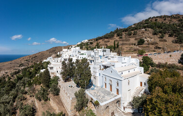 Wall Mural - Cyclades, Greece. Tinos Greek island, Kardiani village aerial view