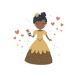 vector illustration of a cute black skin princess
