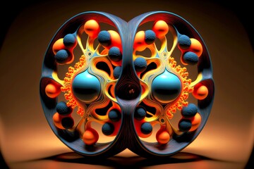 microscopic model of two separated molecules in process of cell division, created with generative ai