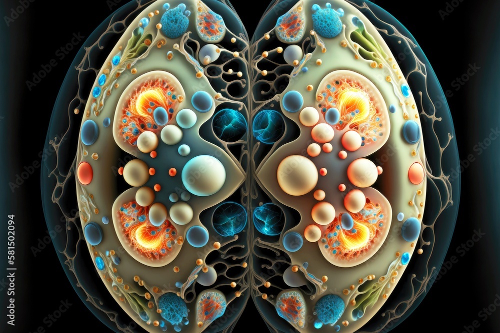 breakdown and separation of molecules in process of cell division ...