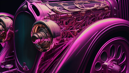 Wall Mural - Energetic, Art Nouveau, oil painting, Environment modeling hot pink magenta colors, Generative AI