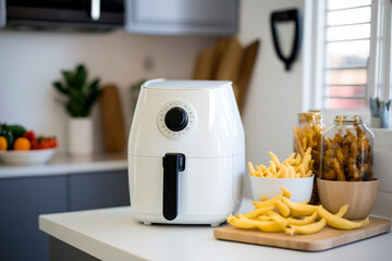 generative ai illustration of hot air fryer in a modern kitchen