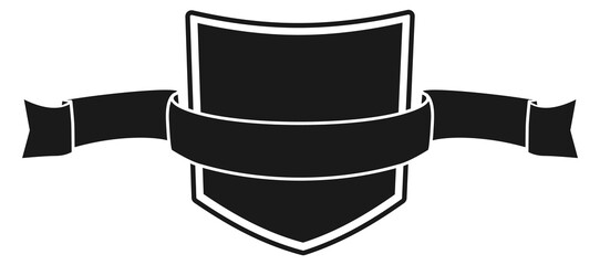 Poster - black shield badge template. ribbon shape label