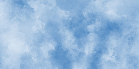 Wall Mural - Abstract Watercolor shades blurry and defocused Cloudy Blue Sky Background, blurred and grainy Blue powder explosion on white background, Classic hand painted Blue watercolor background for design.	