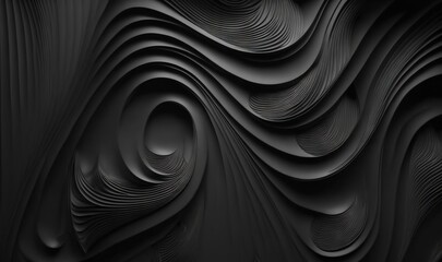 Wall Mural -  a black background with wavy lines and a circular hole in the middle of the image, with a black background with wavy lines and a circular hole in the middle.  generative ai