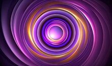  A Purple And Yellow Abstract Background With A Circular Design In The Center Of The Image, With A Black Background And A White Center In The Middle.  Generative Ai