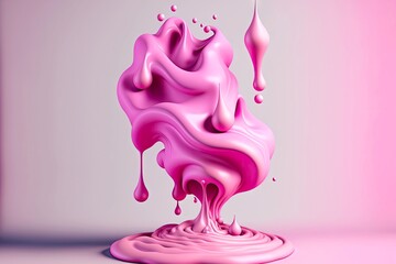 pink drop and wave smudges made of plasticine texture, created with generative ai