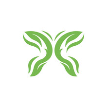 Green Butterfly Leaf Nature Modern Logo