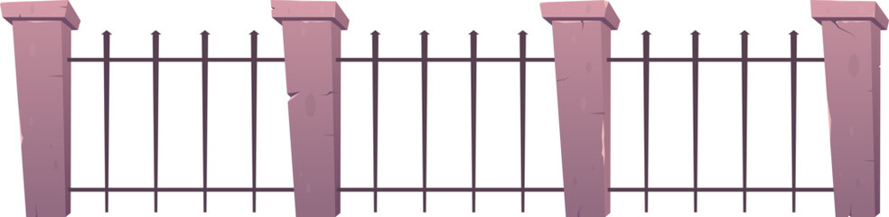 Wall Mural - Entry fence made from steel and concrete in cartoon style 