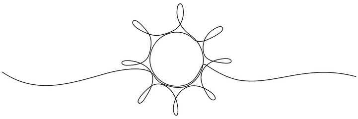 Wall Mural - sun continuous one line art drawing. summer sun contour line sign. vector illustration isolated on w