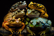 Generative AI A group of coloured toads that are stacked together
