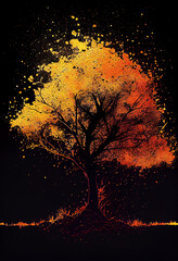 Poster - silhouette of a tree on autumm, generative ai