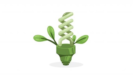 Canvas Print - saving bulb with leafs animation