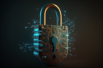 Poster - Abstract lock and key, security and safety concept, ai generated