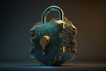 Poster - Abstract lock and key, security and safety concept, ai generated