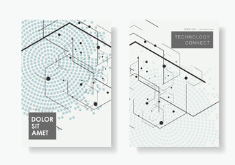 Aufkleber - Vector brochure templates with hexagons and lines and dots on white background. Geometric science and futuristic connection illustration. Technology science and medical concept