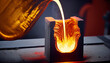 © neirfy - Liquid gold poured into graphite casting form from furnace, ai generated