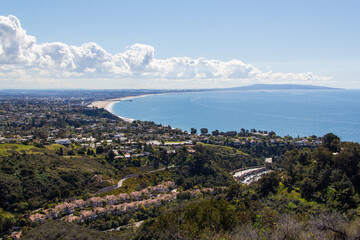 Wall Mural - Hiking in Topanga, CA. Views of the Santa Monica Mountains, Santa Monica Bay, and the LA cityscape