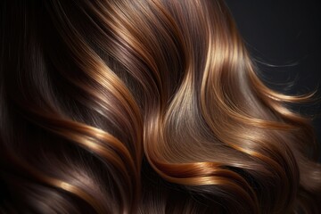 Wall Mural - Beautiful healthy shiny hair texture with highlighted golden streaks. AI Generation