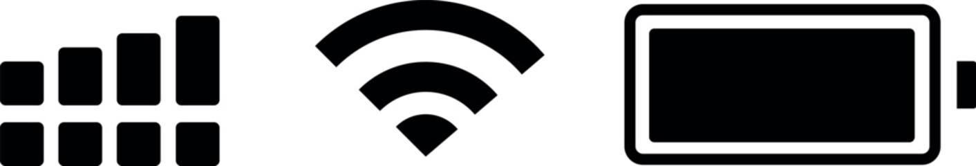 Wall Mural - set wifi icon isolated on white background for phone. phone bar status icons, battery icon, wifi sig