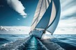 Leinwandbild Motiv Sailing ships yachts with white sails in the open sea. AI Generation