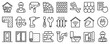 Line icons about home renovation on transparent background with editable stroke.