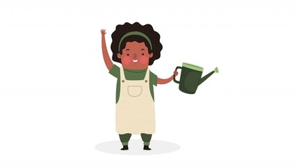 Sticker - afro woman with sprinkler character animation