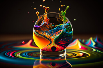 Wall Mural - Abstract multi color paint explosion on black background. Paint clouds on black background illustration. Colorful smoke texture. Generative AI colorfull fume in water illustration.