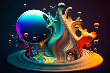 Wall Mural - Abstract multi color paint explosion on black background. Paint clouds on black background illustration. Colorful smoke texture. Generative AI colorfull fume in water illustration.