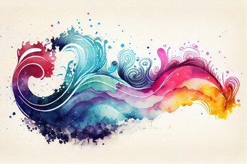 Wall Mural - Watercolor Illustration of a Abstract Background Wave Shape. Illustration. Generative AI